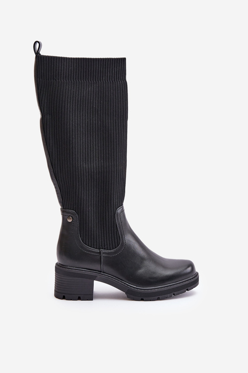 Чорні черевики з гумкою над коліном Vaimi