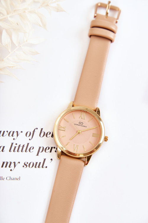 Жіночий годинник на шкіряному ремінці Giorgio & Dario Beige