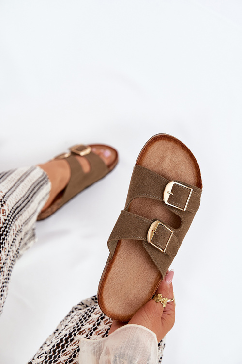 Жіночі Сандалі На Корковій Платформі З Золотими Пряжками Зелені Lisavionea