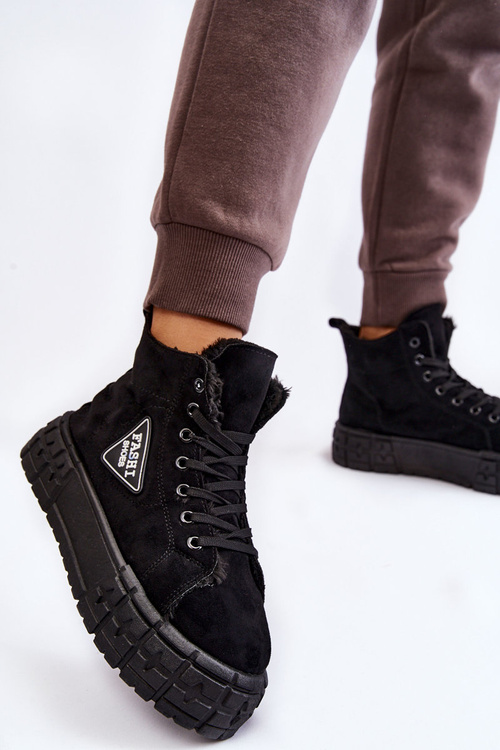 Замшеві кросівки з високим утепленням, чорні Evren