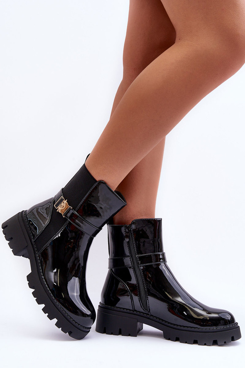 Шкіряні ботильйони жіночі чорні Elspetia