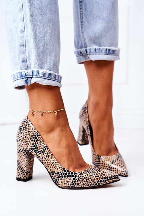 Шкіряні туфлі з тваринним малюнком Lewski Shoes 2453 Чорно-бежеві