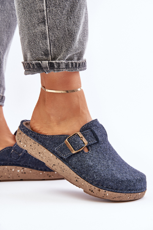 Зручні жіночі тапочки з пряжкою Inblu ED000019 Темно-синій