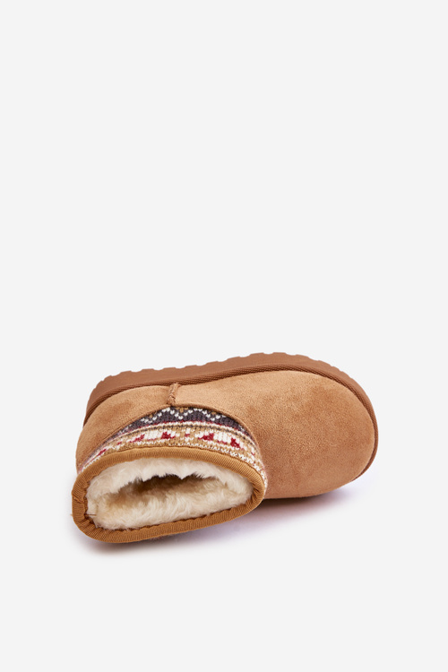 Дитячі слипони зі вставкою з малюнком на підкладці з хутра Camel Mirirae