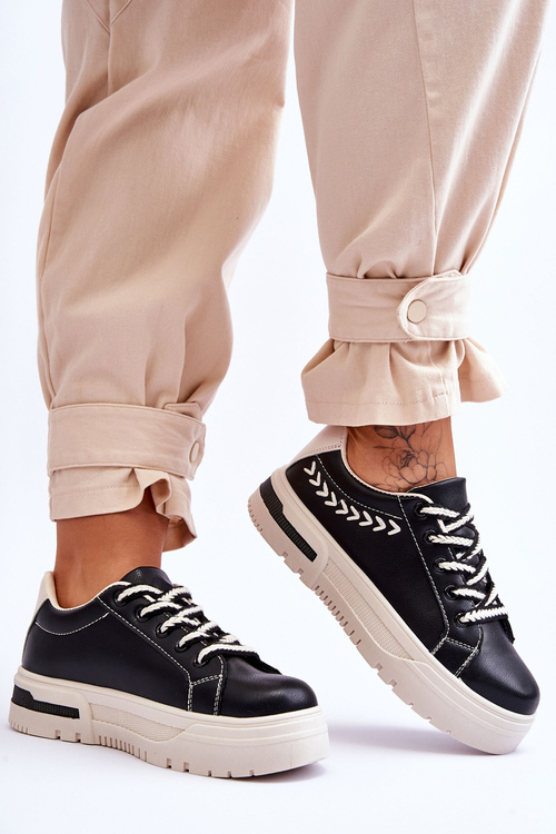 Зручне жіноче спортивне взуття на платформі Чорно-бежевий Деван