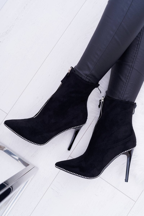 Жіночі чоботи на підборах Lu Boo Two Zipper Suede Black Suzy