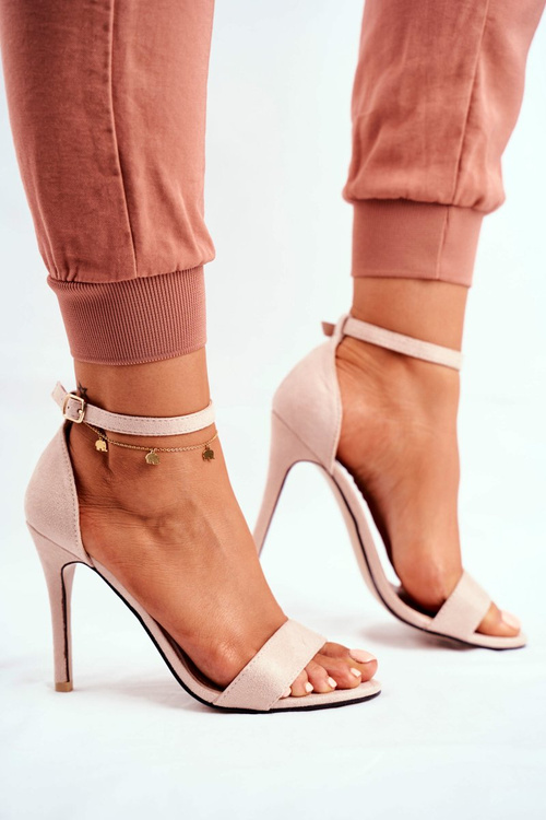 Замшеві босоніжки на підборах бежеві Liberty