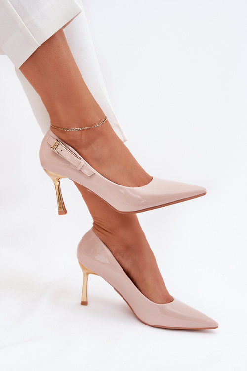 Лакові Туфлі З Золотою Пряжкою Бежеві Мівіра