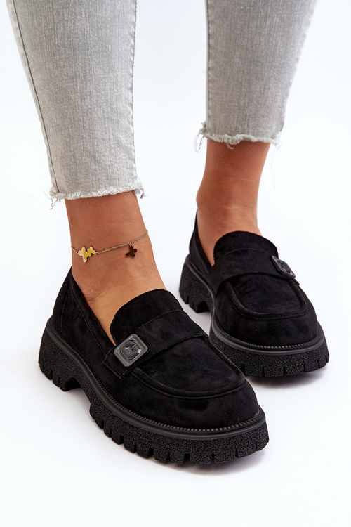 Чорні жіночі лофери Flanila з ремінцем