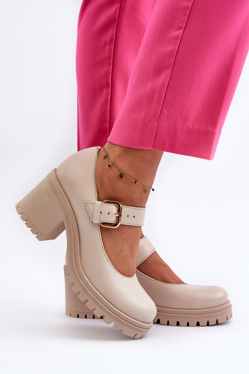 Шкіряні бежеві туфлі Zazoo 20166