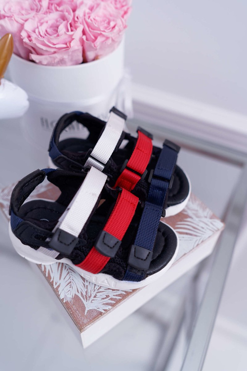 Дитячі босоніжки на липучці для дівчинки і хлопчика чорні Fima