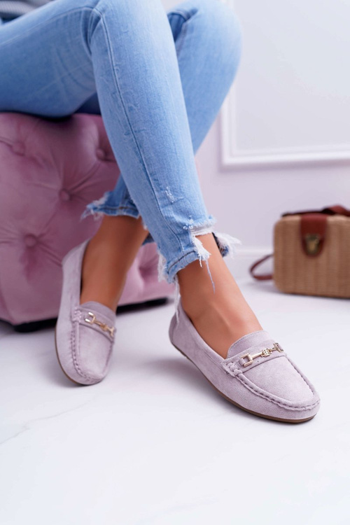 Жіночі легкі мокасини з еко-замші бузково-рожеві Think