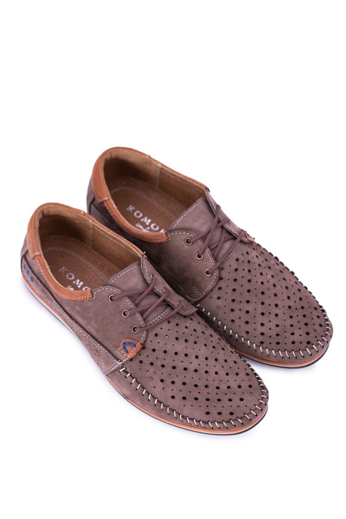 В'язані шкіряні мокасини Напівчеревики коричневого кольору Mortego