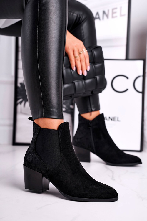 Чоботи жіночі на високому каблуці Sergio Leone Suede Black BT613
