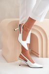 Лаковані туфлі на високих підборах з відкритою п'ятою білого кольору Filona