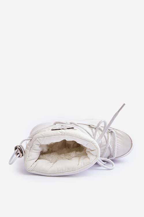 Дитячі снігові черевики на підкладці на шнурівці білі Colina