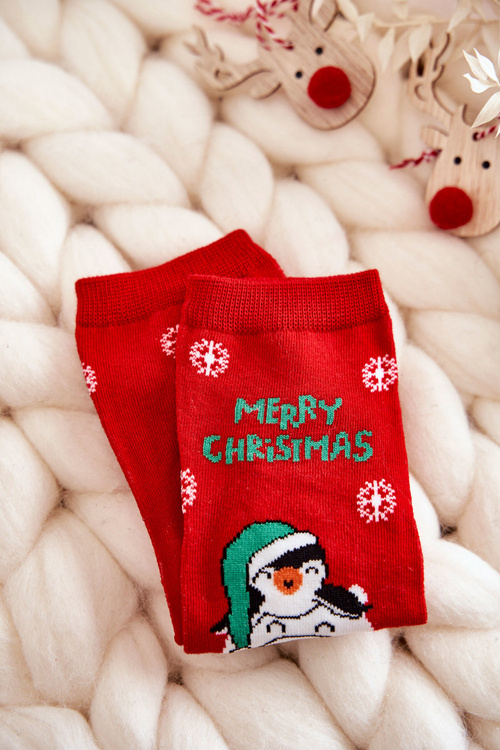 Дитячі шкарпетки "З Різдвом Христовим" Білий Ведмідь Червоний