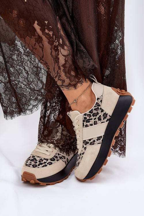 Замшеві Жіночі Кросівки На Платформі Пантера Vinceza 66793 Бежеві