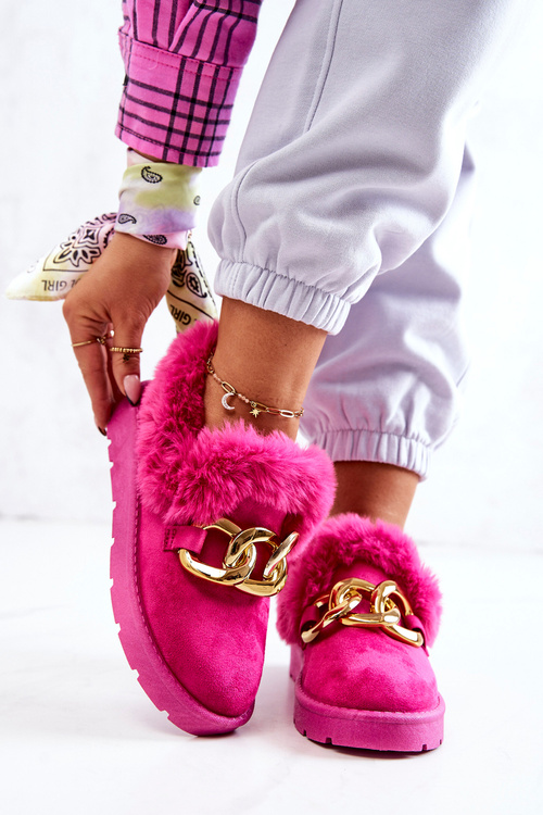 Жіночі тапочки із золотим ланцюжком фуксія Ardrums