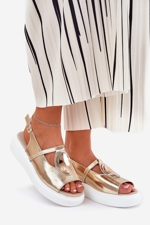 Шкіряні Елегантні Жіночі Сандалі S.Barski GR51-603 Золоті