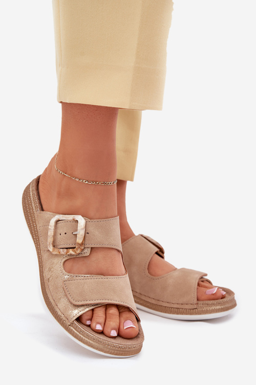 Жіночі Сандалі З Пряжкою І Велькро Бежеві INBLU MK000013