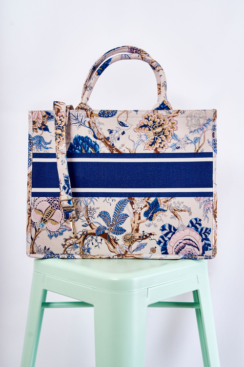 Великий класичний гаманець у візерунку Бежево-блакитний Мікола