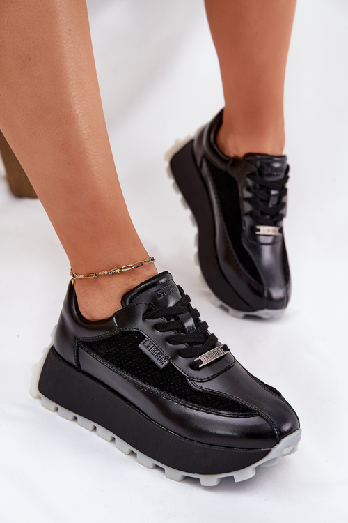 Жіночі Шкіряні Кросівки На Платформі Big Star RR274873 HI-POLY SYSTEM Чорні