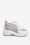 Жіноче спортивне взуття на платформі біло-сіре Ferrina