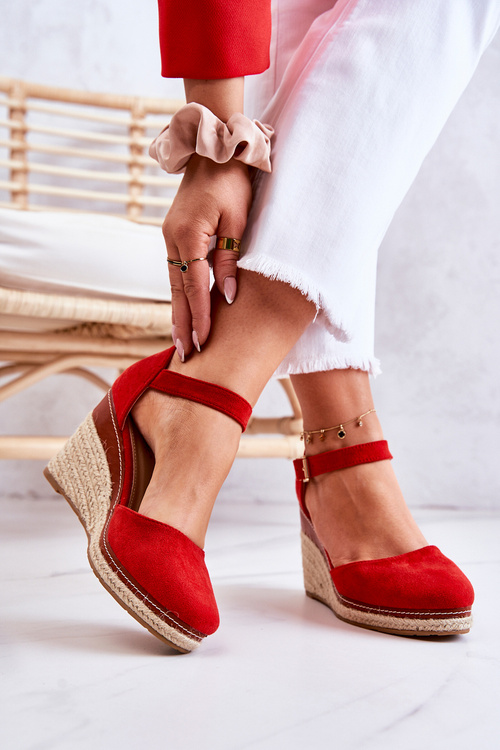 Жіночі еспадрільї на танкетці Червоний тамарил