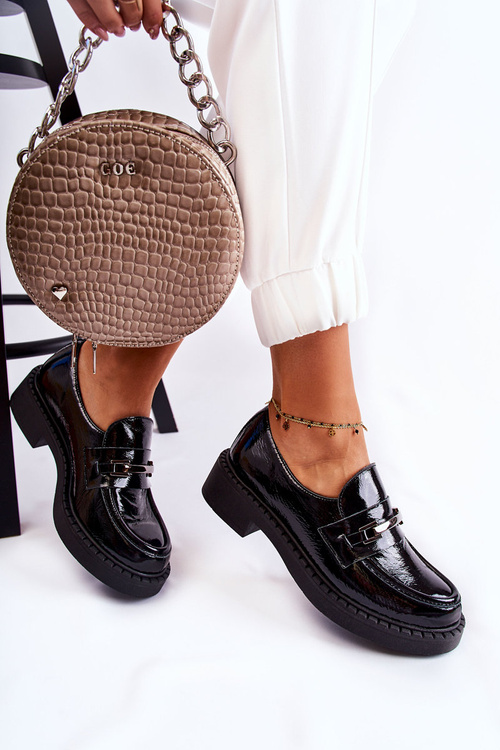 Лаковані туфлі зі срібним орнаментом Чорний Hestill