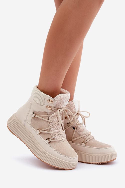 Низькі Снігова Черевики На Платформі Світло-бежеві Naliora