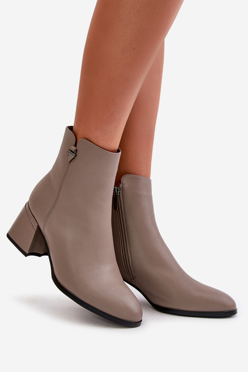 Елегантні теплі жіночі черевики з натуральної шкіри Vinceza бежевий 77106