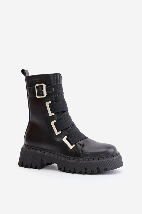 Шкіряні жіночі ботильйони утеплені Big Star OO274A256 Чорні