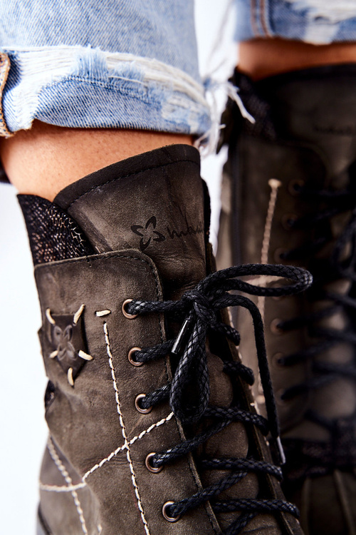 Чоботи жіночі шкіряні з підігрівом Maciejka Olive 03961-24