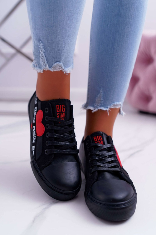Жіночі кросівки Big Star чорні з сердечком EE274256