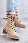 Жіночі теплі чоботи на високому каблуці бежеві Julieta
