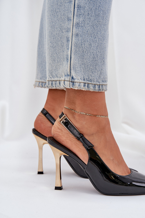 Лаковані Туфлі З Відкритою П'ятою І Загостреними Носами Чорні Rivori