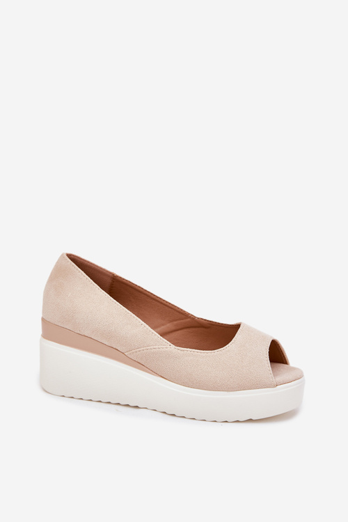 Жіночі Сандалі На Котурі З Еко Замші Світло Бежеві Velira