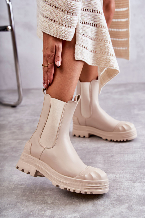 Класичні високі робочі черевики бежеві Bassti