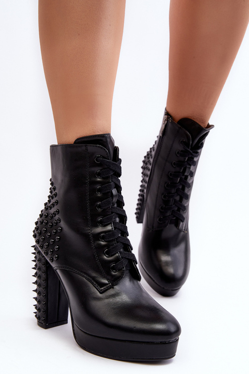 Жіночі ботильйони на підборах чорні Alemilla