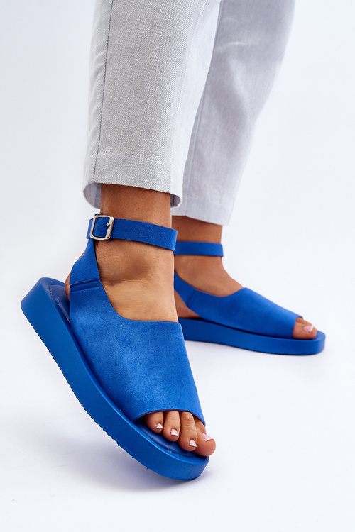 Зручні жіночі босоніжки на платформі кольору Blue Rubie