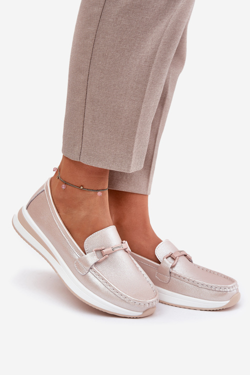 Жіночі Шкіряні Мокасини S.Barski GR51-598 Перловий Рожевий