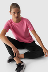 Гладка жіноча звичайна футболка 4F рожева 4FWAW24TTSHF1650-54S