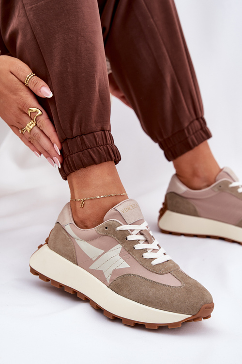 Жіночі Спортивні Черевики З Замші На Платформі Vinceza 66720 Бежеві