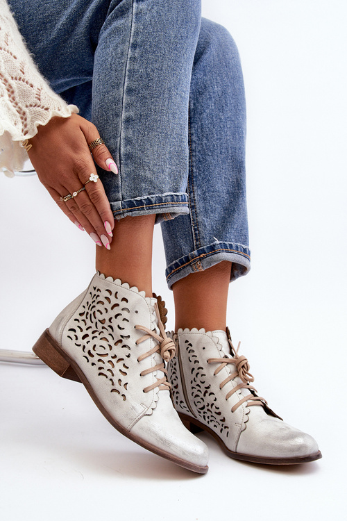 Срібні жіночі ботильйони на шнурівці Zazoo 2871