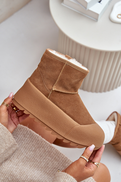 Теплі замшеві зимові черевики на платформі Big Star OO274A212 Коричневий