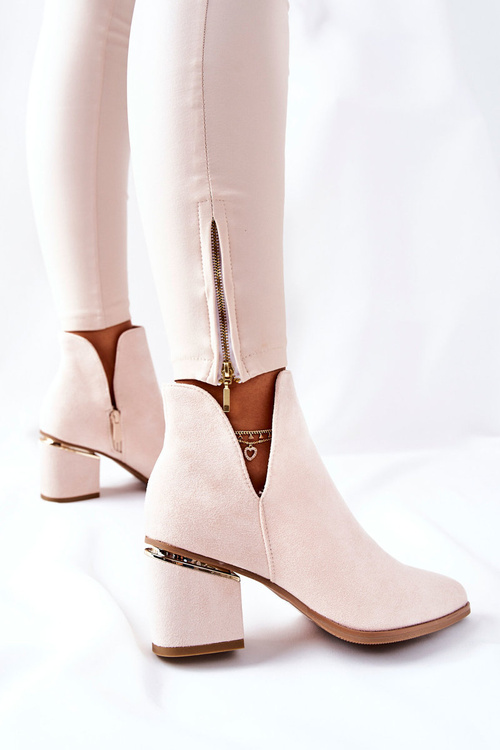 Жіночі замшеві чоботи з вирізами Бежеві Noel