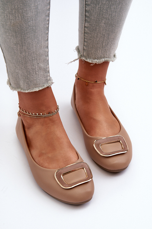 Балетки з еко шкірою темно-бежевий Enicoria