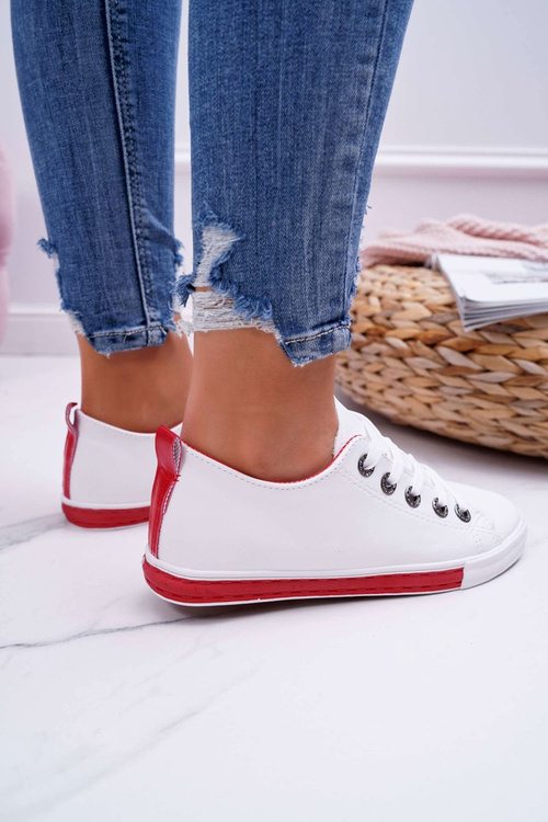 Жіночі кросівки білі червоні в смужку Nigrid2