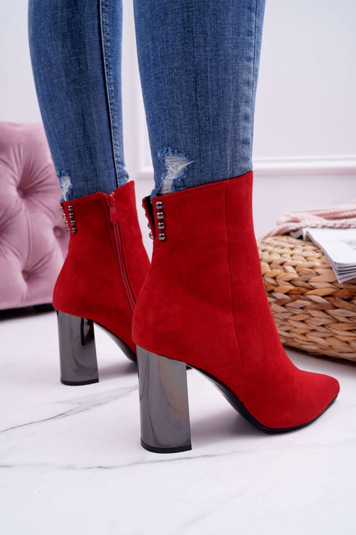 Жіночі сріблясті чоботи на шпильці Red Dimmy